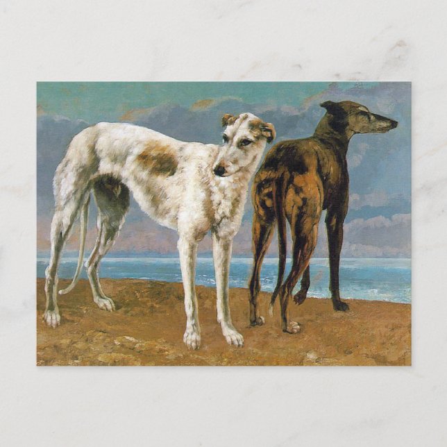 Greyhound Painting - Two Greyhounds - Vintage Art Postcard (Front)