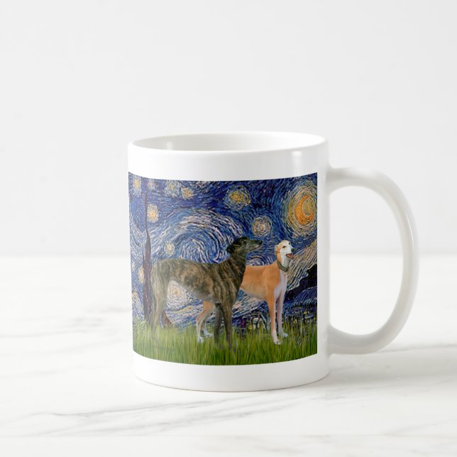 Greyhound Pair - Starry Night Coffee Mug (Right)