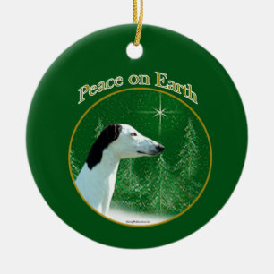 Greyhound Peace Keychain Ceramic Tree Decoration