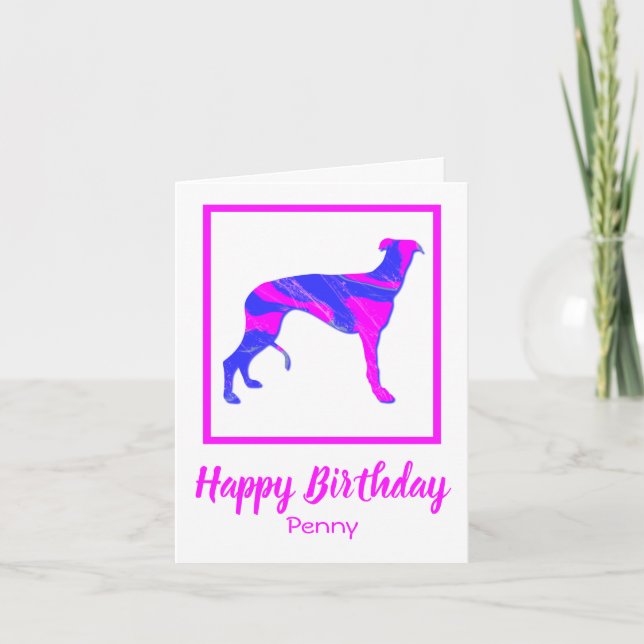 Greyhound Pink Silhouette Dog Funny Card (Front)