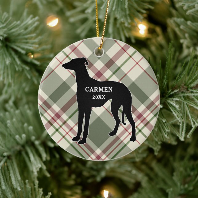 Greyhound Plaid Christmas Ornament (Tree)