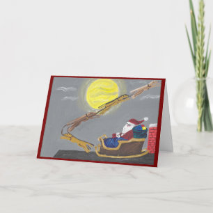 Greyhound Pulling Santa's Sleigh Card