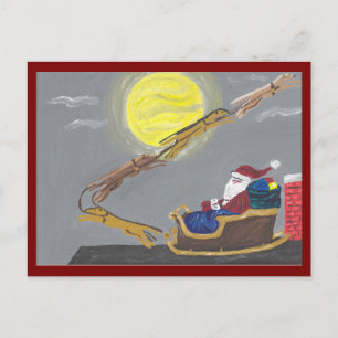 Greyhound Pulling Santa's Sleigh Postcard