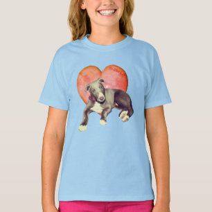 Greyhound Puppy And Pink Heart  T-Shirt