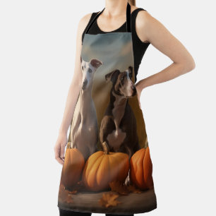 Greyhound Puppy Autumn Delight Pumpkin Apron