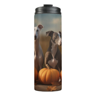 Greyhound Puppy Autumn Delight Pumpkin Thermal Tumbler
