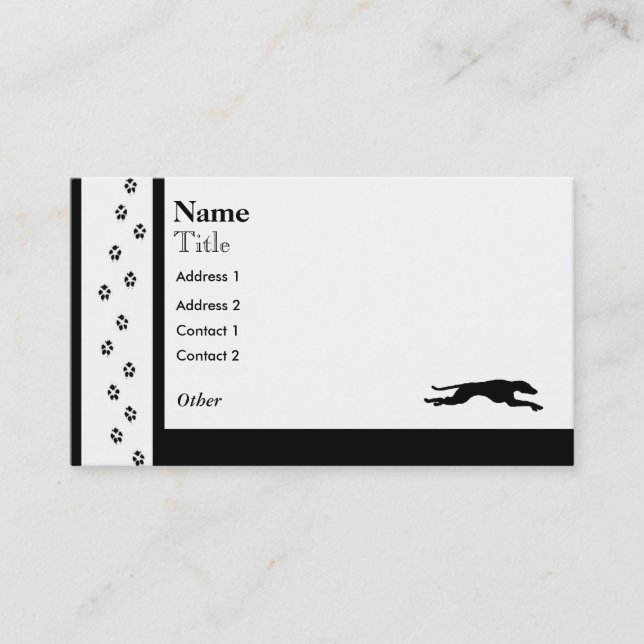 Greyhound Racing Dog Silhouette Business Card (Front)