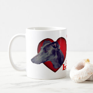 Greyhound Red Heart Love Personalised Coffee Mug