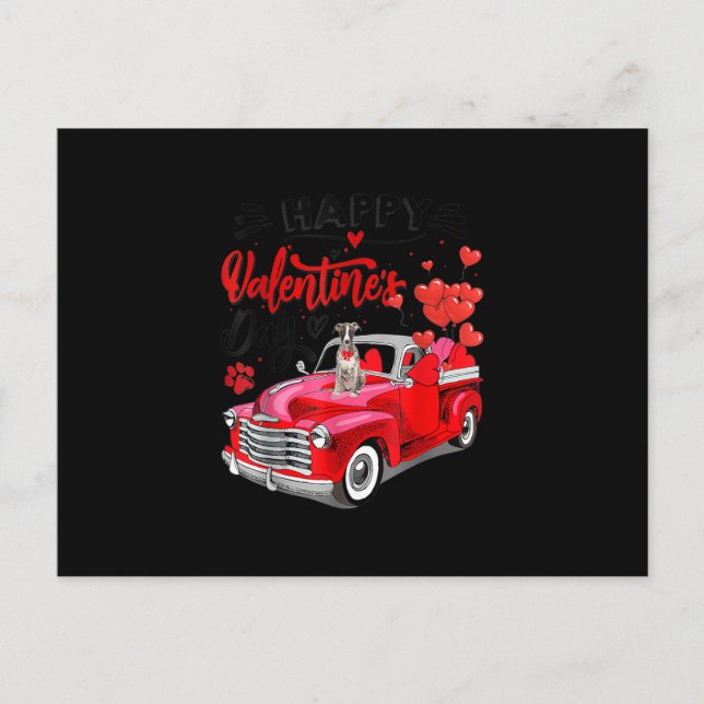 Greyhound Red Truck Valentines Day Funny Dog Gift Announcement Postcard (Front)