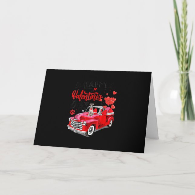 Greyhound Red Truck Valentines Day Funny Dog Gift Holiday Card (Front)