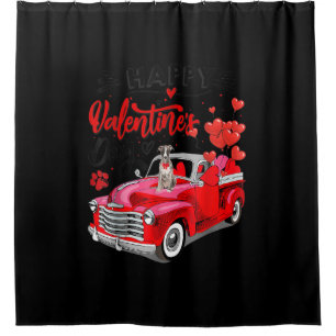 Greyhound Red Truck Valentines Day Funny Dog Gift Shower Curtain