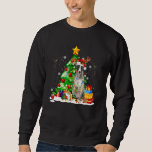 Greyhound Reindeer Christmas Lights  Dog Xmas Sweatshirt