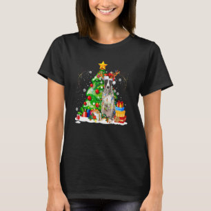 Greyhound Reindeer Christmas Lights  Dog Xmas T-Shirt