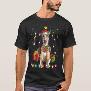 Greyhound Santa Funny Christmas Tree Lights Xmas P T-Shirt