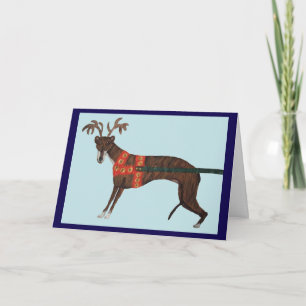 Greyhound Santa's Reindeer Card