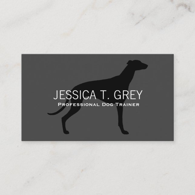 Greyhound Silhouette Black on Grey Business Card (Front)