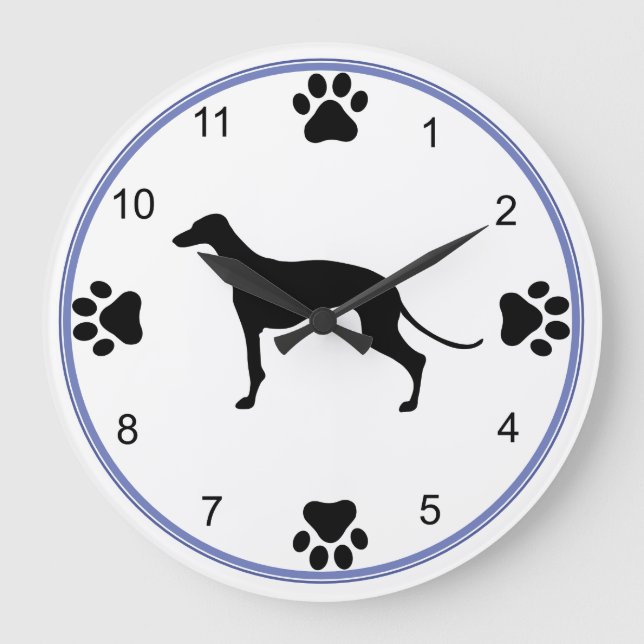 Greyhound Silhouette Large Clock (Front)
