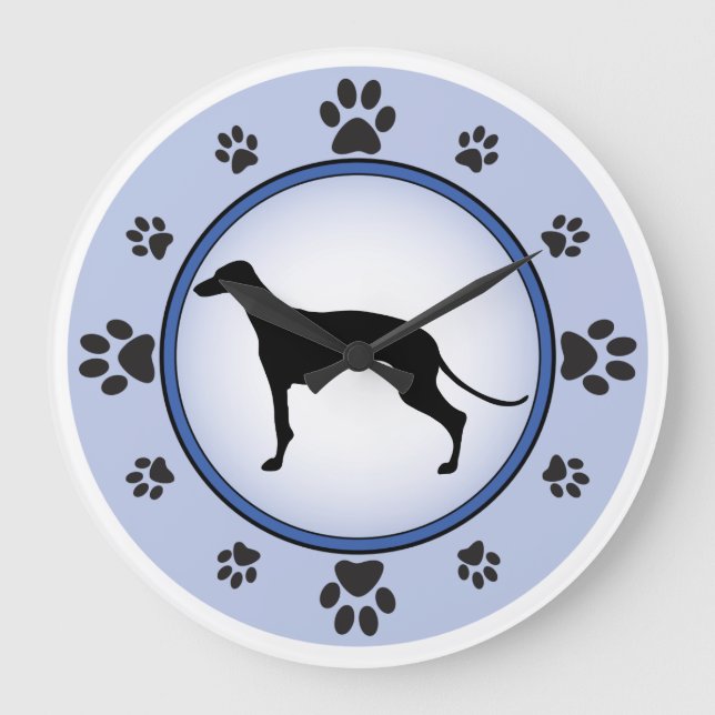 Greyhound Silhouette Large Clock (Front)