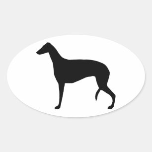 greyhound silhouette oval sticker