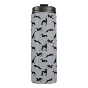 Greyhound Silhouettes Black on Grey Thermal Tumbler