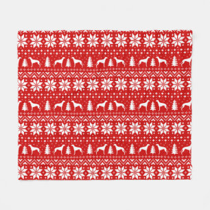 Greyhound Silhouettes Christmas Pattern Fleece Blanket
