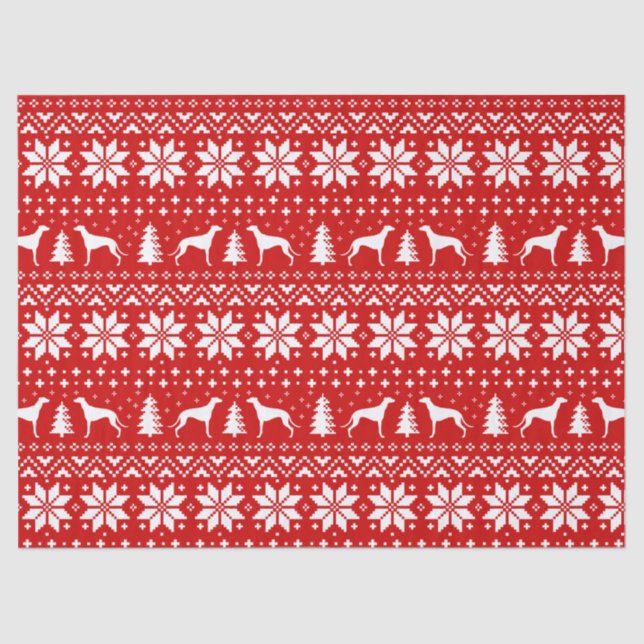 Greyhound Silhouettes Christmas Pattern Tissue Paper (Front)