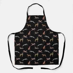 Greyhound Silhouettes Metallic Shades on Black Apron
