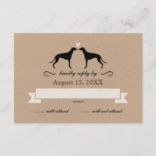 Greyhound Silhouettes Wedding RSVP Reply Card