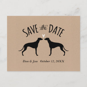 Greyhound Silhouettes Wedding Save the Date Announcement Postcard