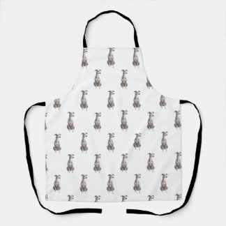 Greyhound Sitting Allover Print Apron