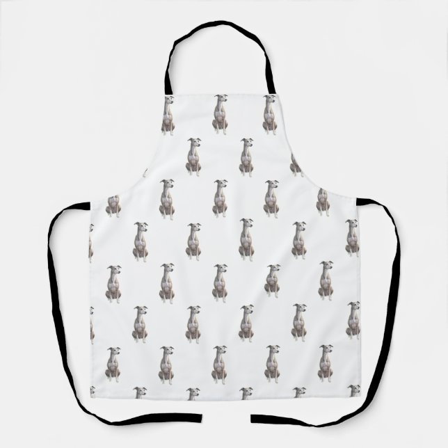 Greyhound Sitting Allover Print Apron (Front)
