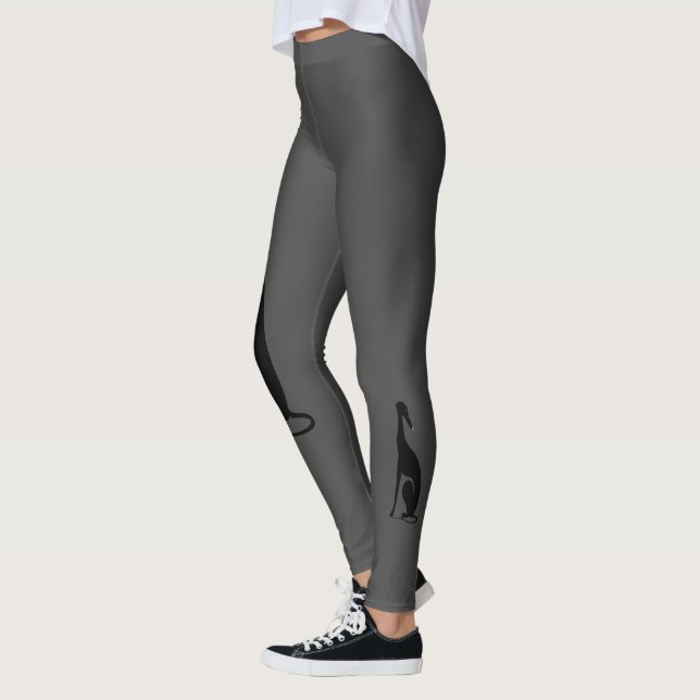 Greyhound Sitting Leggings - Dark Grey (Left)