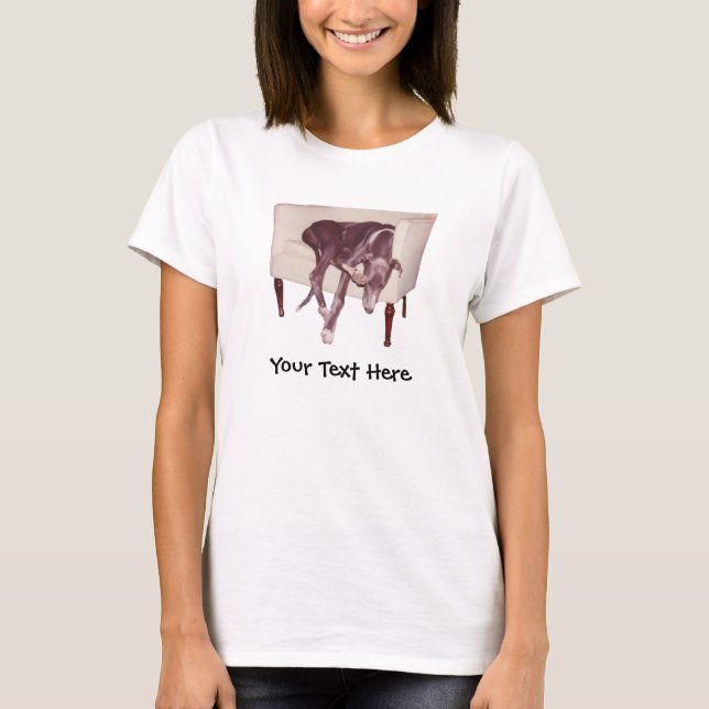 Greyhound Sleeping In Chair Funny Dog  T-Shirt (Front)