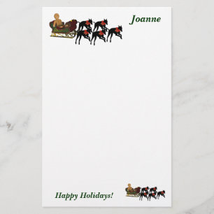 Greyhound Sleigh Christmas Personalised Stationery