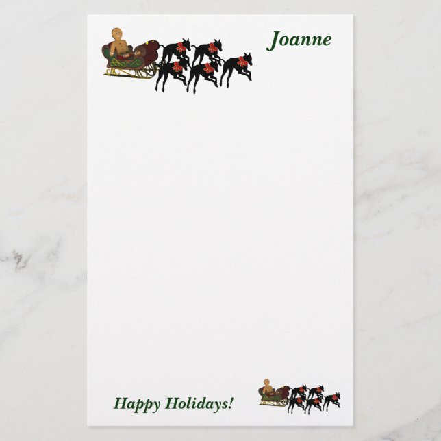Greyhound Sleigh Christmas Personalised Stationery (Front)