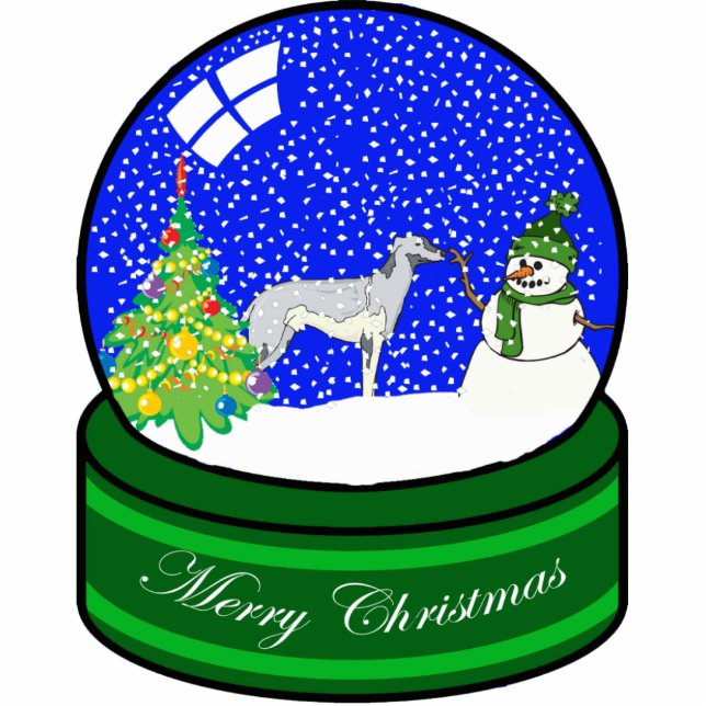 greyhound snow globe photo sculpture decoration (Front)