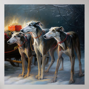 Greyhound Snowy Sleigh Christmas Decor