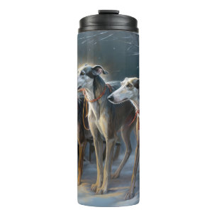 Greyhound Snowy Sleigh Christmas Decor Thermal Tumbler