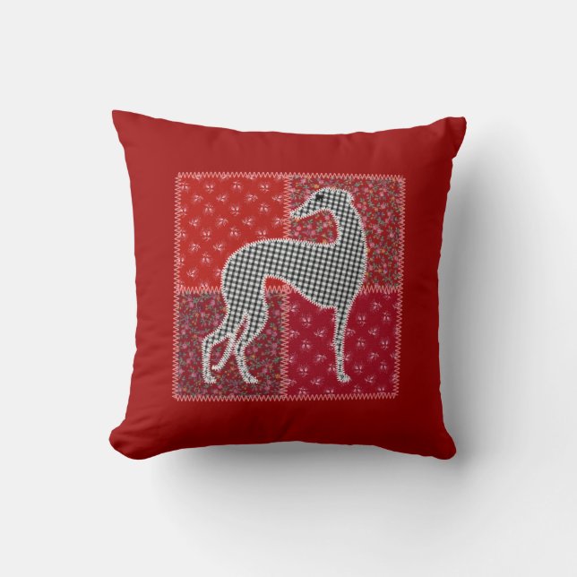 Greyhound stylized “Patchwork " Cushion (Front)