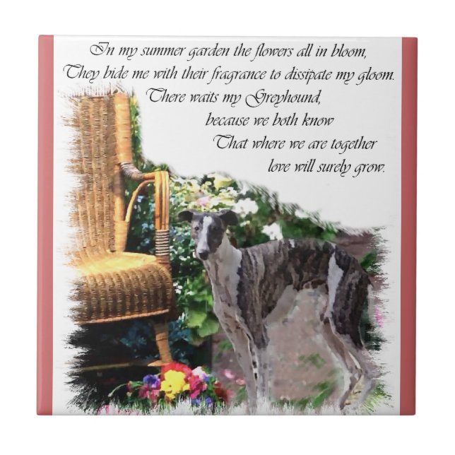 Greyhound Summer Garden Tile (Front)