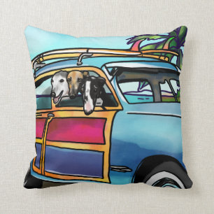 Greyhound Surf Dogs in Hawaii Cushion