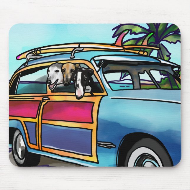 Greyhound Surf Dogs in Hawaii Mouse Mat (Front)
