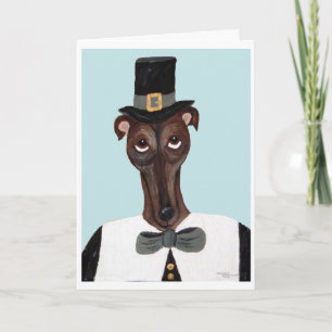 Greyhound Thanksgiving Pilgrim Card
