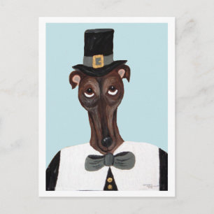 Greyhound Thanksgiving Pilgrim Postcard