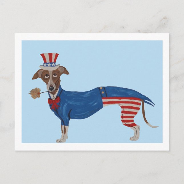 Greyhound Uncle Sam Postcard (Front)