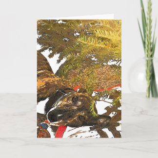 Greyhound under the Christmas tree Holiday Card