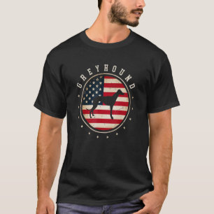 Greyhound Usa Flag 4th July Dog Mum Dad T-Shirt