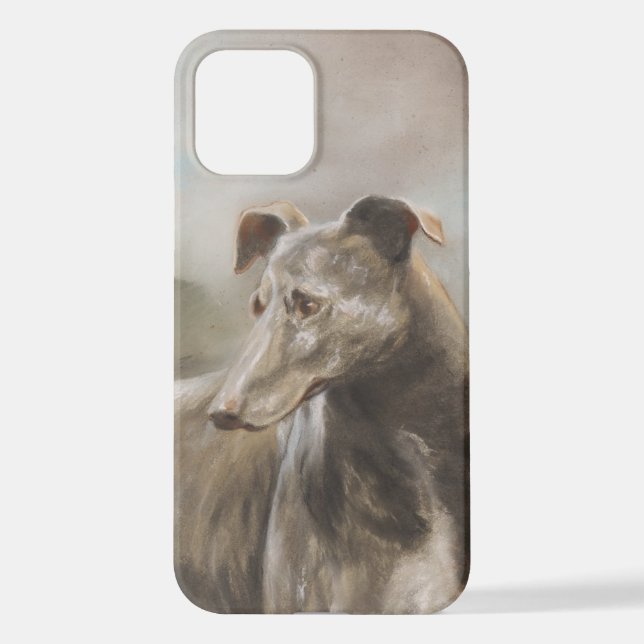 Greyhound vintage oil painting iPhone case (Back)