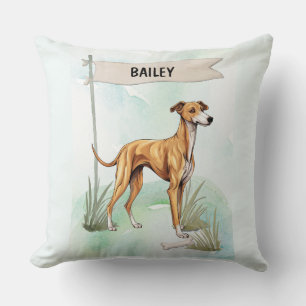 Greyhound Watercolor Personalised Dog Cushion