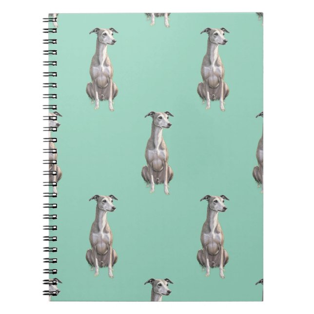 Greyhound Watercolor Print Spiral Notebook (Front)